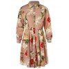Robe Chemise à Imprimé Florale à Manches Longues - Rose Kaki L