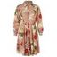 Floral Print Long Sleeve Shirt Dress - KHAKI ROSE XL