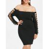 Robe Moulante Croisée à Epaule Dénudée de Grande Taille - Noir 1X