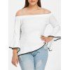 T-shirt Asymétrique à Manches de Cloche de Grande Taille - Blanc 3X