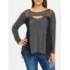 T-shirt Asymétrique Découpé de Grande Taille - Gris Foncé 3X