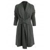 Open Front Button Long Duster Cardigan - DARK GRAY L