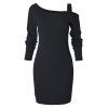 Cold Shoulder Knit Bodycon Dress - BLACK M