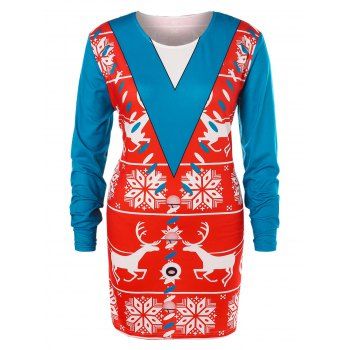 

Plus Size Christmas Printed T-shirt, Multicolor