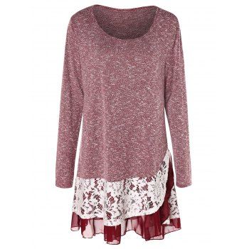 Image of Plus Size Lace Trim Tunic Knitwear