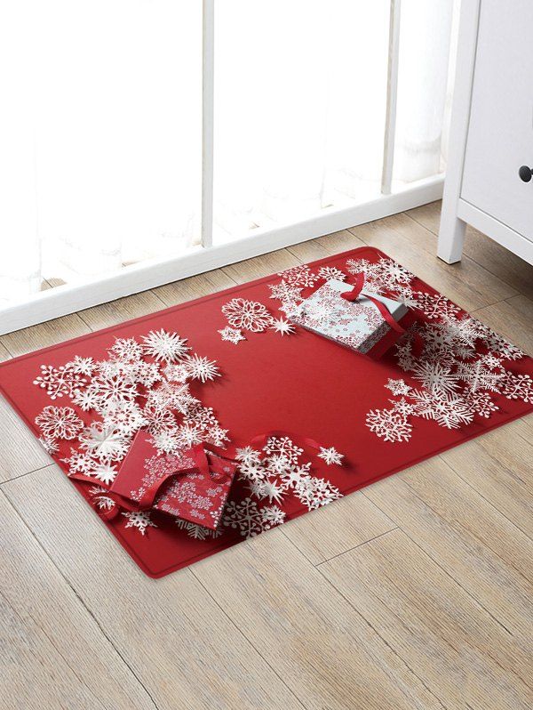 

Christmas Present Snowflakes Pattern Area Rug, Multi