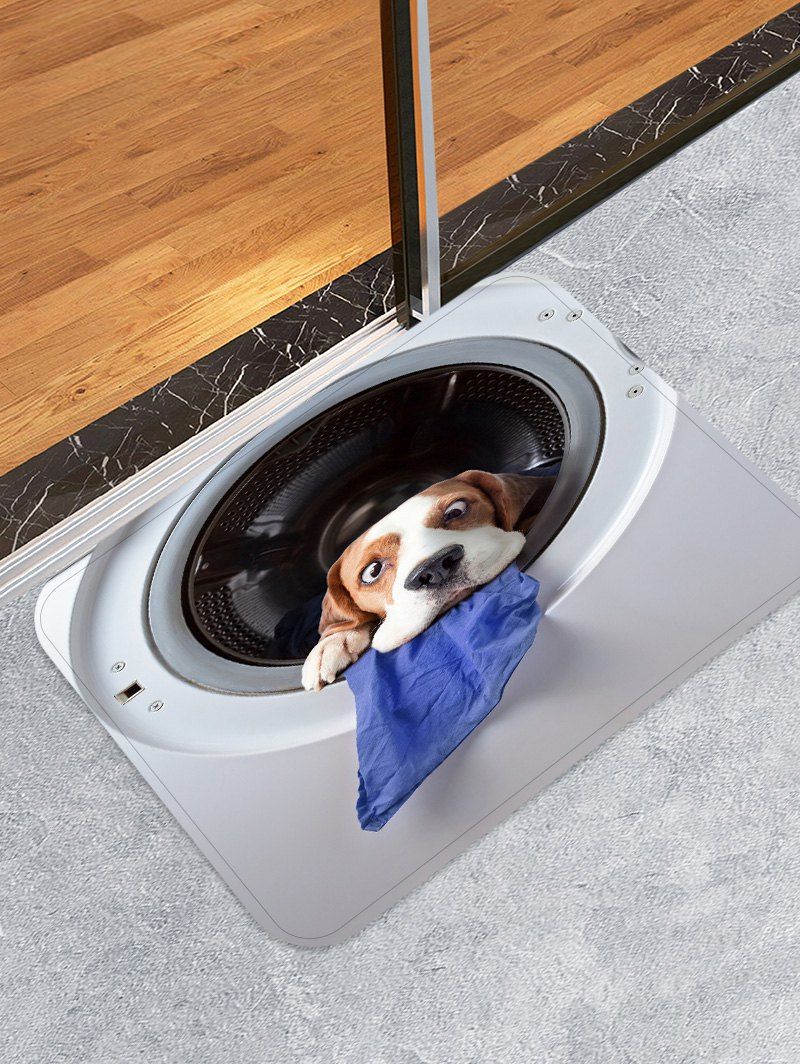 17 Off 2020 Washing Machine Dog Printed Decorative Floor Mat In