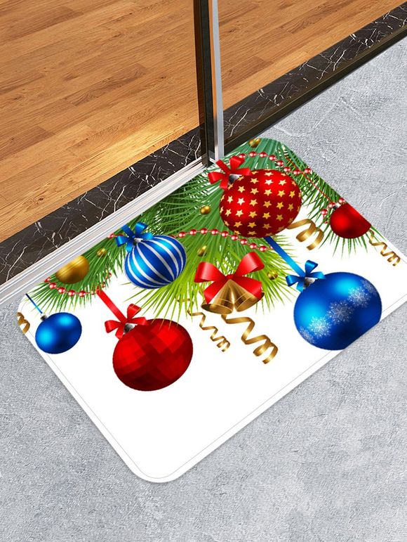 Tapis de Sol de Noël Décoratif Boule Imprimée - Blanc W16 X L24 INCH