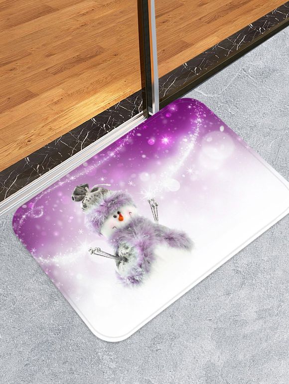 Tapis de Sol de Noël Décoratif Bonhomme de Neige Imprimé - Magenta W16 X L24 INCH