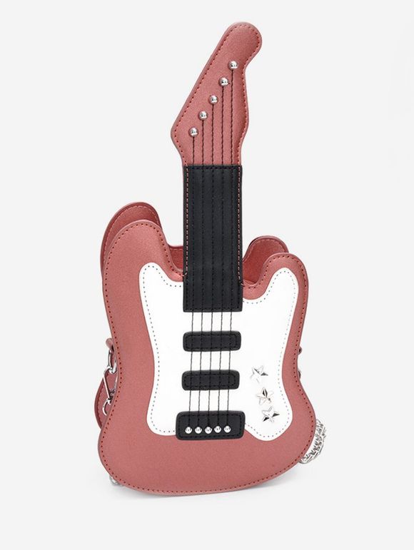 Mini Sac à Bandoulière en Forme de Guitare - Rouge Rose 