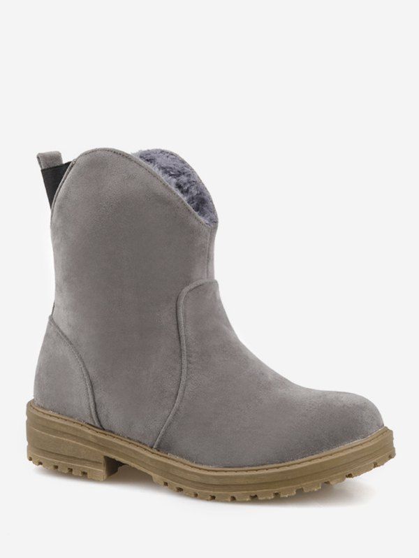 

Plus Size Cut Out Suede Mid Calf Boots, Gray cloud