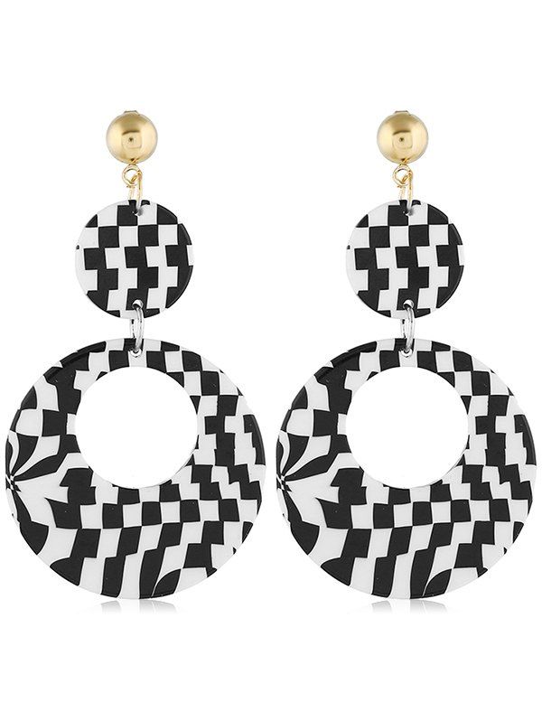 

Geometric Color Block Pattern Drop Earrings, Black