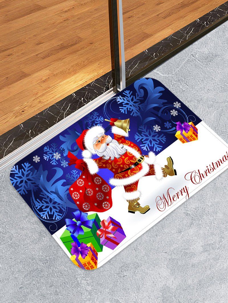 

Father Christmas Gift Printed Decorative Floor Mat, Blue