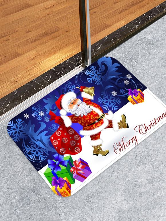Tapis de Sol Décoratif Père Noël et Cadeau Imprimés - Bleu W16 X L24 INCH