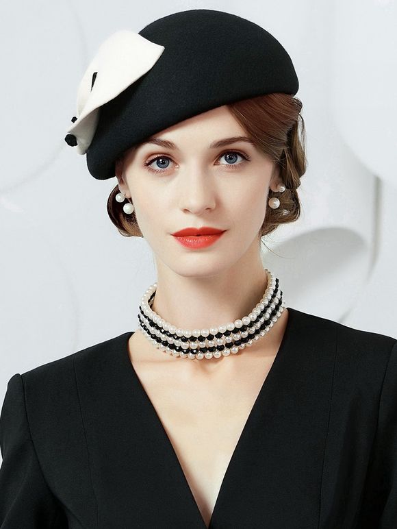Chapeau de Soirée Elégant Style Britannique - Noir 