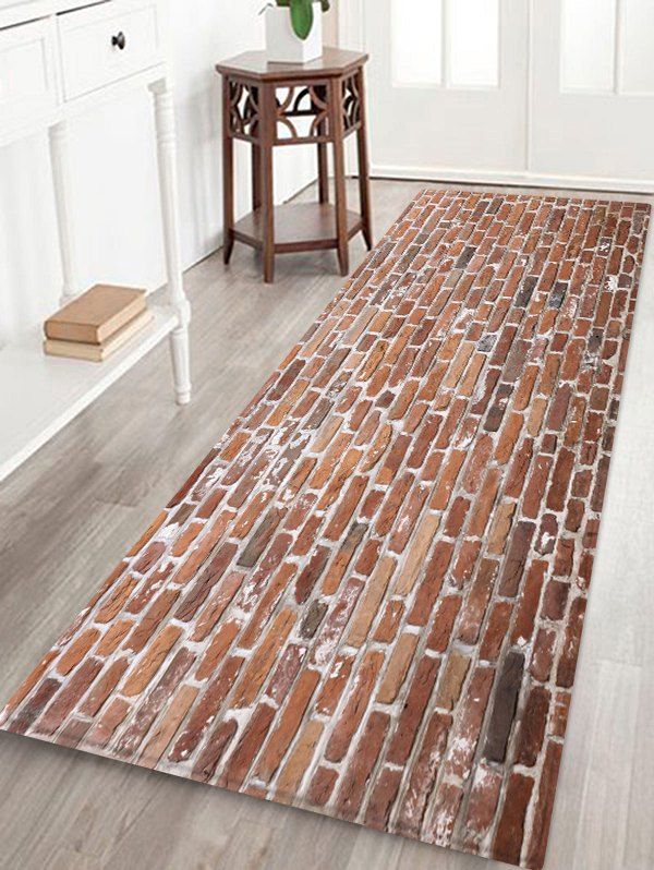 

Brick Wall Printed Decorative Floor Mat, Firebrick