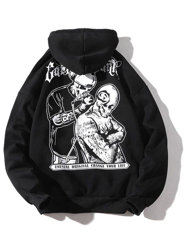 

Halloween Skulls Printed Pouch Pocket Hoodie, Black