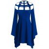 Robe d'Halloween Cosplay Asymétrique Découpée à Manches Longues - Bleu XL