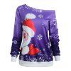 Sweat-shirt Père Noël et Flocon de Neige Imprimé - Iris Pourpre 2XL