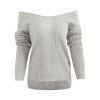 Crisscross Off Shoulder High Low Sweater - GRAY ONE SIZE