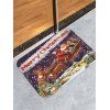 Tapis de Sol Joyeux Noël Décoratif Cerf et Cadeau Imprimés - Bleu profond W16 X L47 INCH