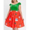 Robe Vintage de Noël Imprimé de Grande Taille à Mancheron - Rouge 1X