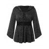 T-shirt à Capuche Teinté de Grande Taille à Lacets - Gris Foncé 4X