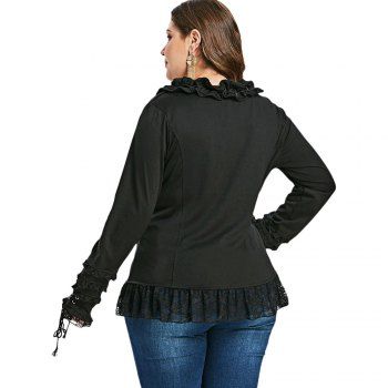 

Plus Size Ruffled Lace Insert Jacket, Black