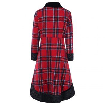 

Plus Size Plaid High Low Coat, Red