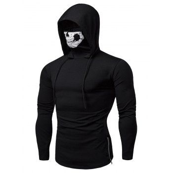 

Fashion Drawstring Scare Mask Hoodie for Man, Black