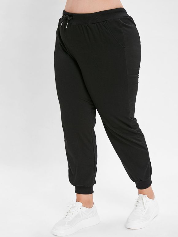 Pantalon de Jogging de Grande Taille à Taille Elastique - Noir 3X
