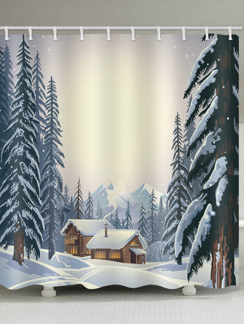 41 Off 2020 Christmas Log Cabin Tree Printed Shower Curtain In