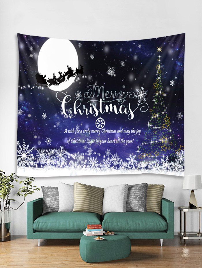 

Christmas Night Greeting Print Tapestry Wall Hanging Decoration, Multi