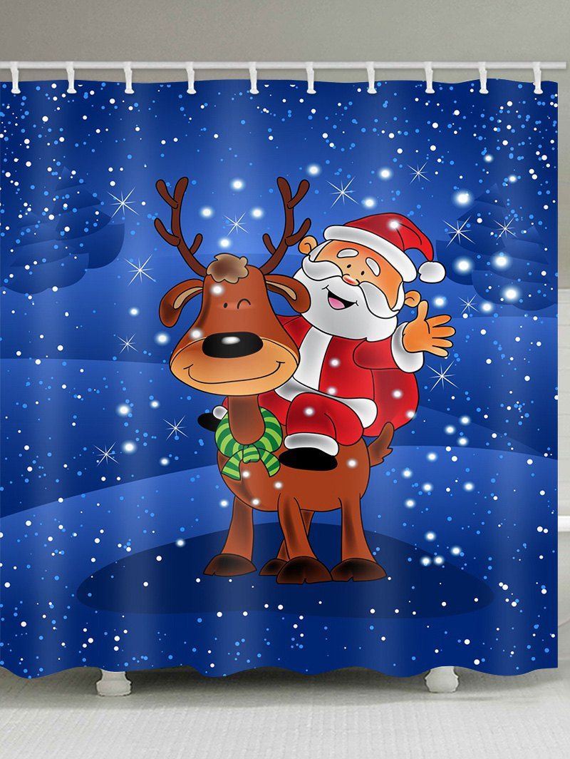 

Santa Claus Rides Christmas Deer Shower Curtain, Multi