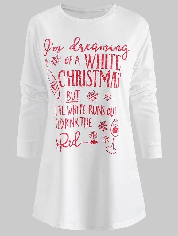 T-shirt de Noël Graphique Imprimé - Blanc L