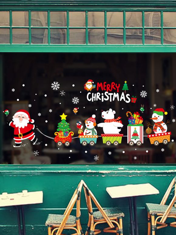 Autocollant Mural Joyeux Noël Flocon de Neige Amovible - Blanc 
