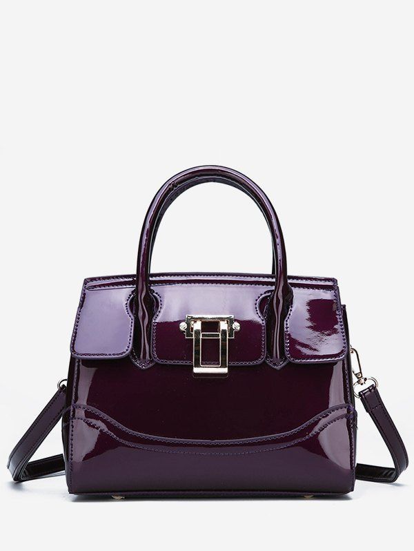 

Patent Leather Hasp Design Totes Bag, Purple iris