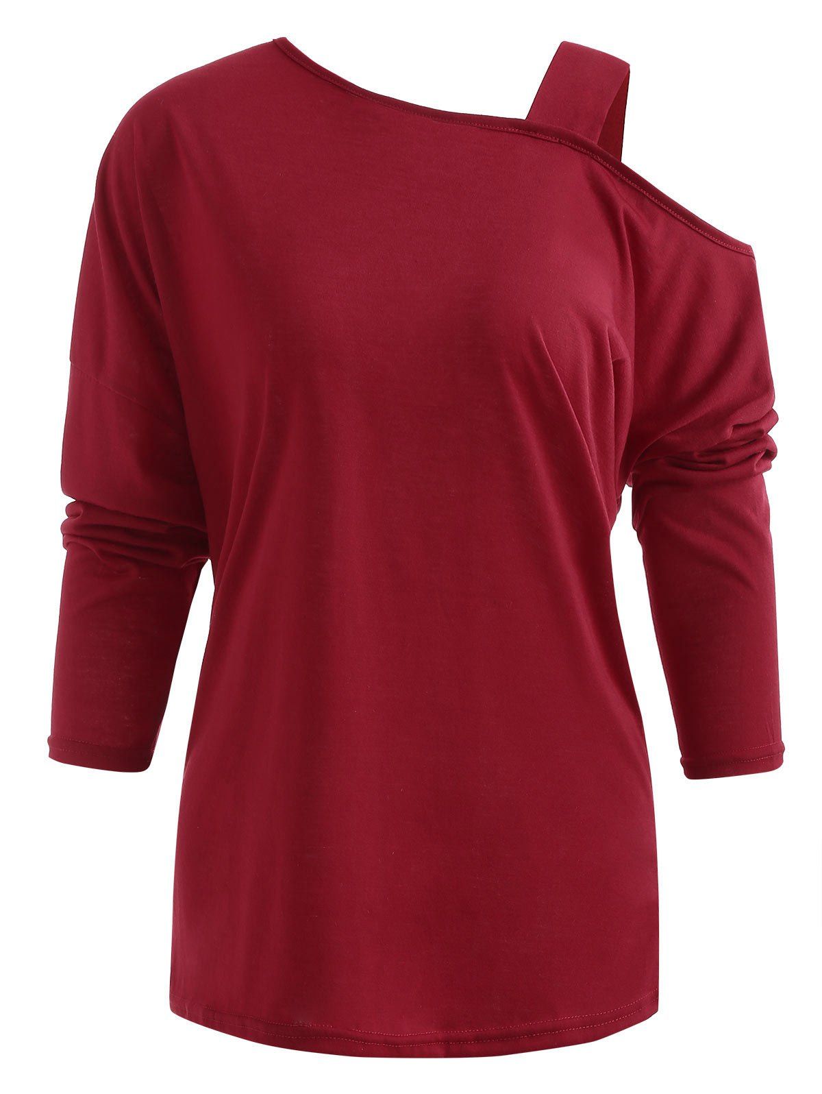 

Cold Shoulder Long Sleeve Tee, Red