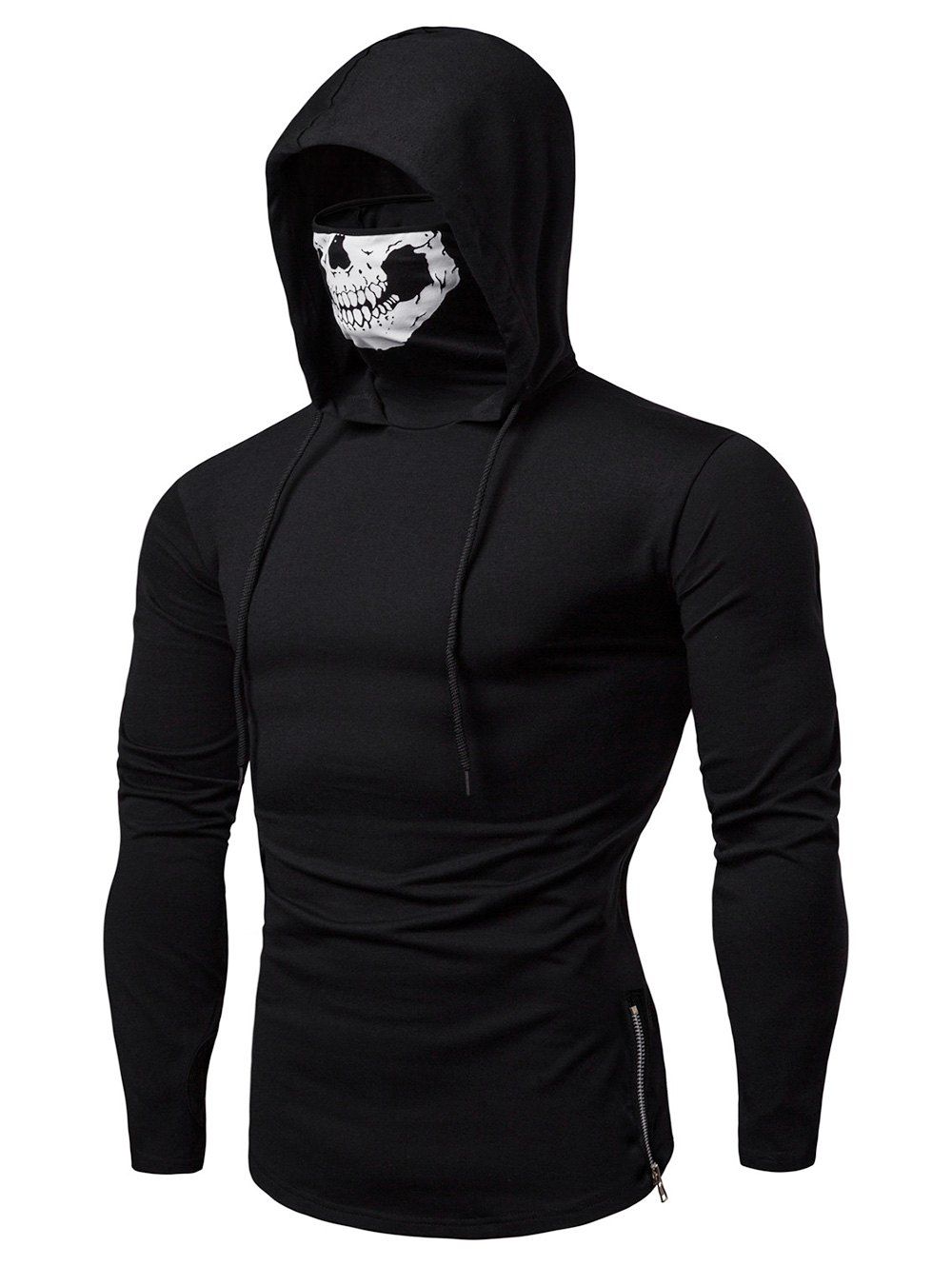 Fashion Drawstring Scare Mask Hoodie for Man - BLACK 2XL
