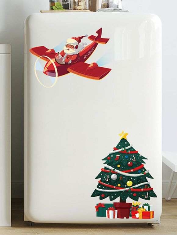 Autocollant Mural de Noël Père Noël Amovible - Rouge Lave 