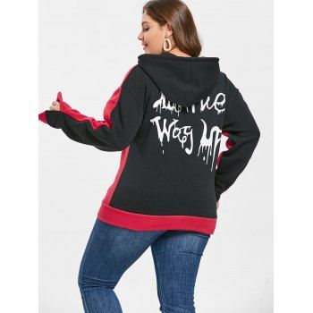 

Plus Size Letter Printed Halloween Hoodie, Red