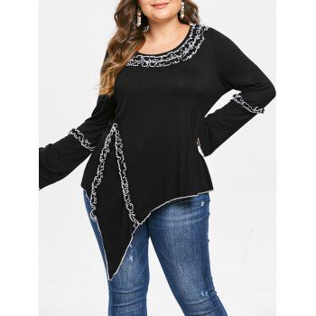 

Plus Size Ruffled Asymmetrical T-shirt, Black