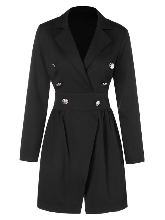 Buttoned Mini Blazer Dress - BLACK 2XL