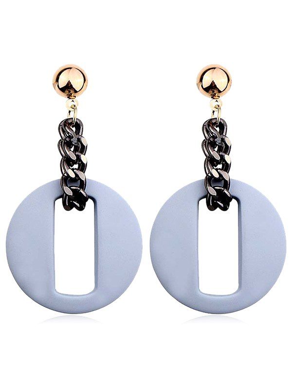 

Geometric Hollow Round Design Earrings, Blue gray