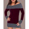 Hit Color Tunic Knitted Dress - RED WINE M