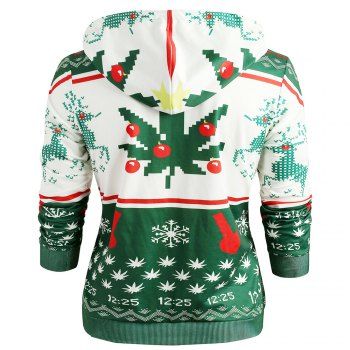 

Christmas Snowflake Print Long Sleeve Hoodie, Green