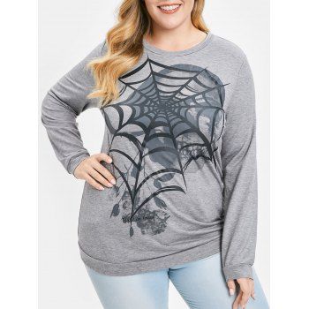 

Plus Size Skull Graphic Halloween Sweatshirt, Gray
