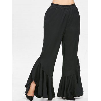 [17% OFF] 2023 Plus Size Ruffle Detail Pants In BLACK | DressLily