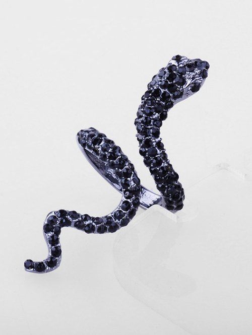 Bague Serpent Design en Faux Cristal - Noir 