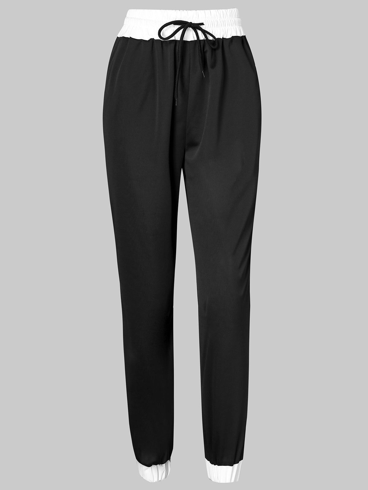 

Color Trim Drawstring Ninth Pants, Black